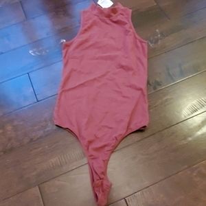 Burgundy/mauve thong bodysuit